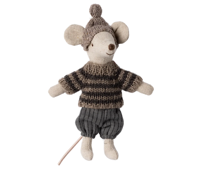 Maileg  Winter mouse with ski set, Big brother - Grey 4211