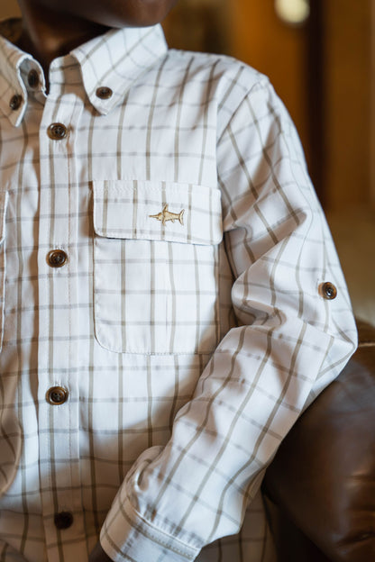 SALTWATER BOYS FLAGLER FISHING SHIRT -WHITE PLAID