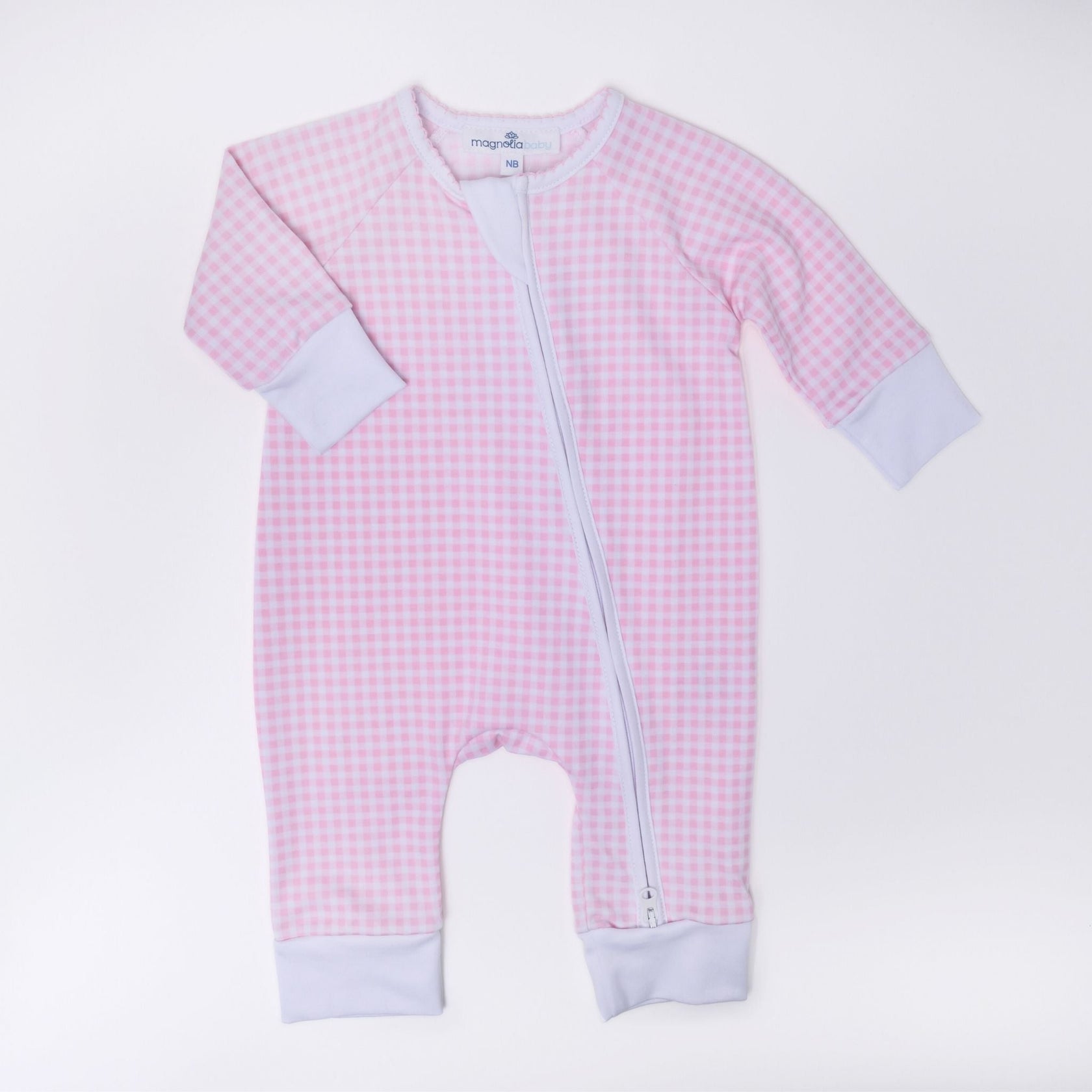 MAGNOLIA BABY Mini Checks Zip Playsuit - Pink - Persnickety Shop