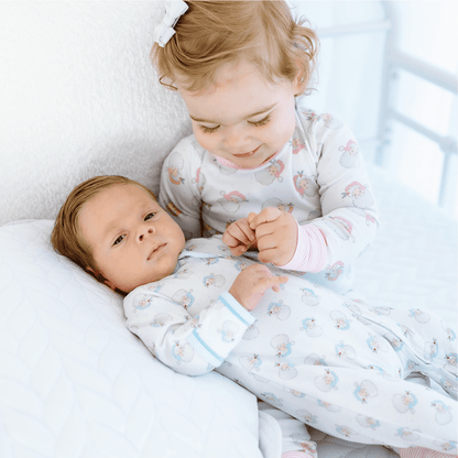 Magnolia Baby Santa Baby Print Ruffle Zip Footie - Blue - Persnickety Shop