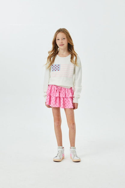Tiegan White American Flag Sweater Tween - Persnickety Shop