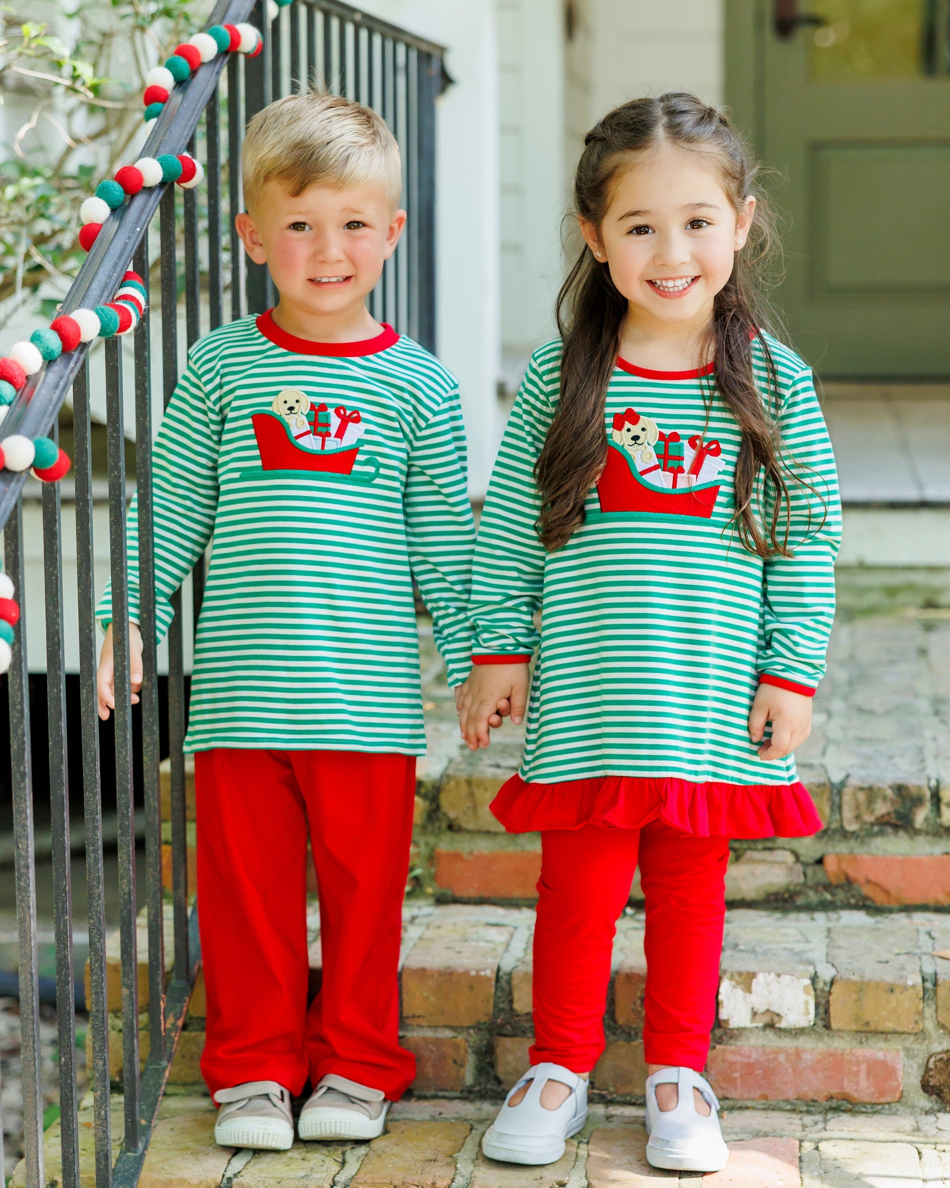 PRE-ORDER | Santa Paws Ruffle Pants Set Jellybean by Smock Candy - Persnickety Shop