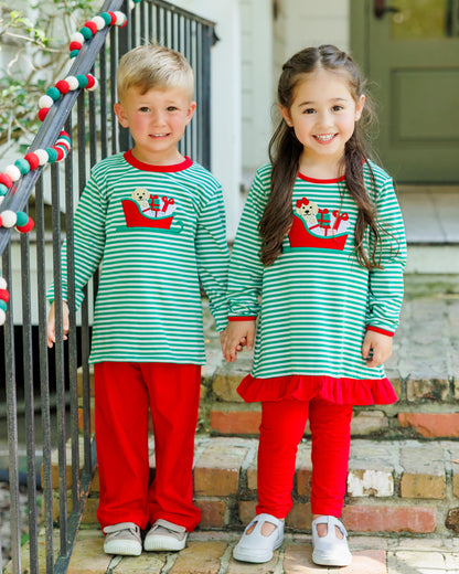 PRE-ORDER | Santa Paws Ruffle Pants Set Jellybean by Smock Candy - Persnickety Shop