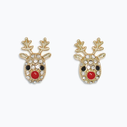 Earrings-Crystal Studded Rudolph