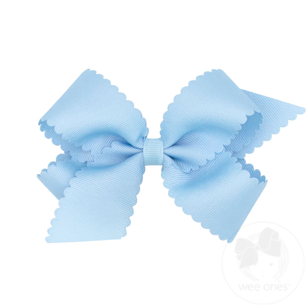 Wee Ones Medium MILLENNIUM BLUE Grosgrain Hair Bow with Scalloped Edge (Copy) - Persnickety Shop