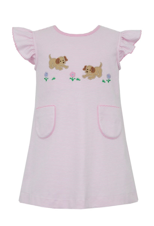 GARDEN PUPPIES GIRL´S- Pink knit stripe A line dress - Persnickety Shop