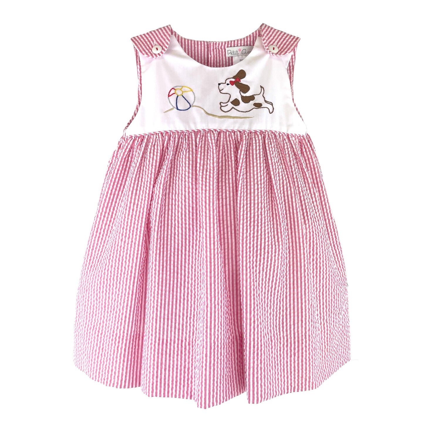 Petit Ami Red Sundress with Bloomer- Beachball & Dog Applique