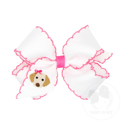 Wee Ones Embroidered Grosgrain Hair Bow