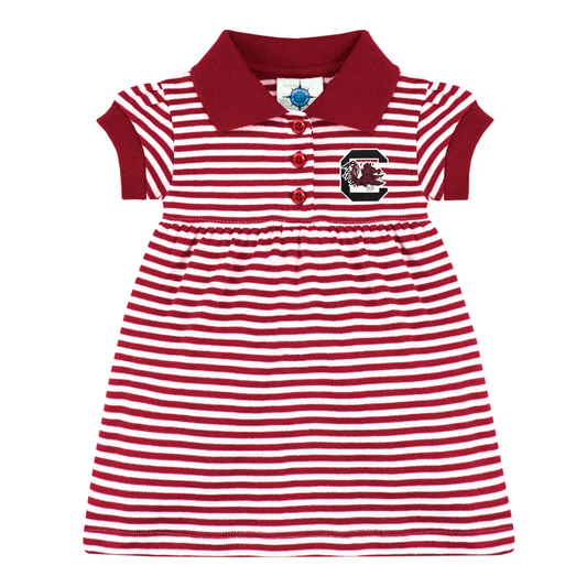 South Carolina Gamecocks Garnet Striped Polo Dress - Persnickety Shop