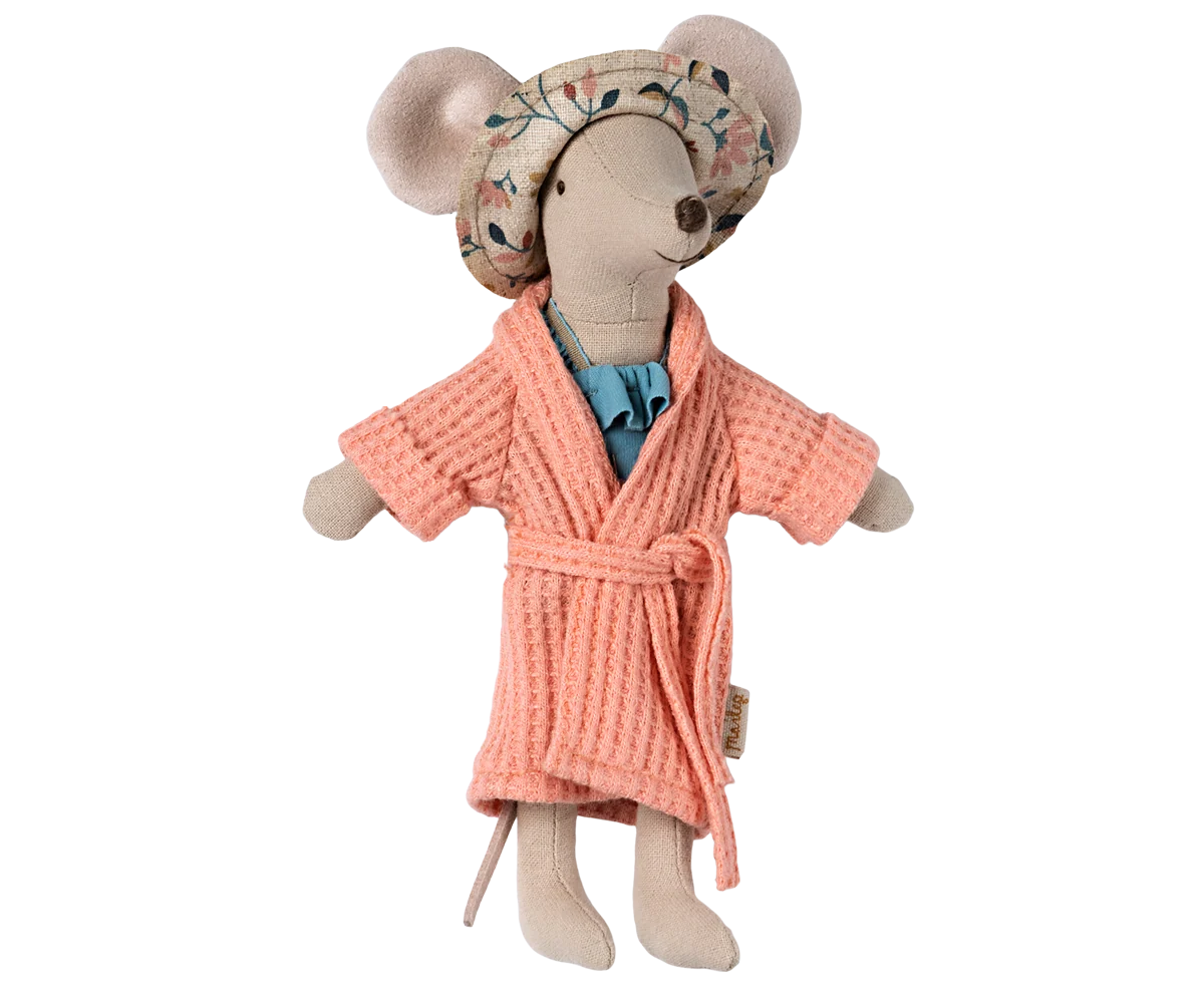 Maileg NEW Bathrobe, Mum mouse - Coral