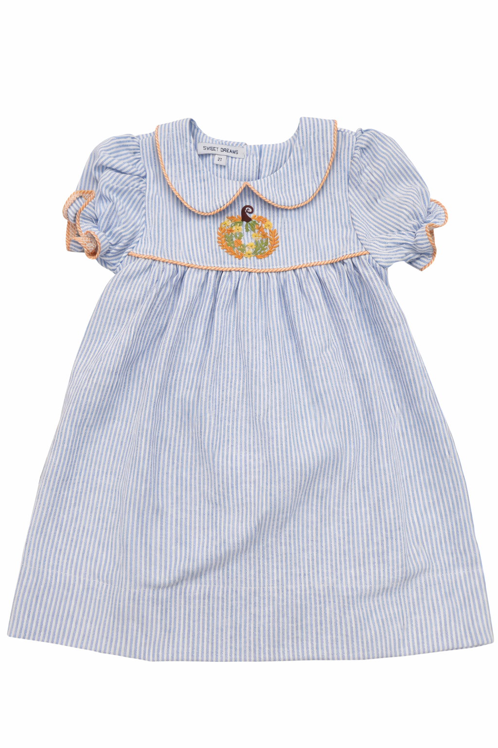 SWEET DREAMS PUMPKIN BLUE STRIPE DRESS