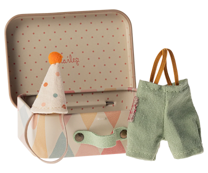 Maileg NEW Clown clothes in suitcase, Little brother mouse
