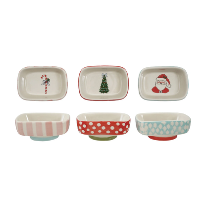 Christmas Trinket Dish -Footed Stoneware