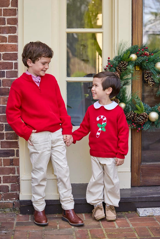 Little English Quarter Zip Sweater - Red