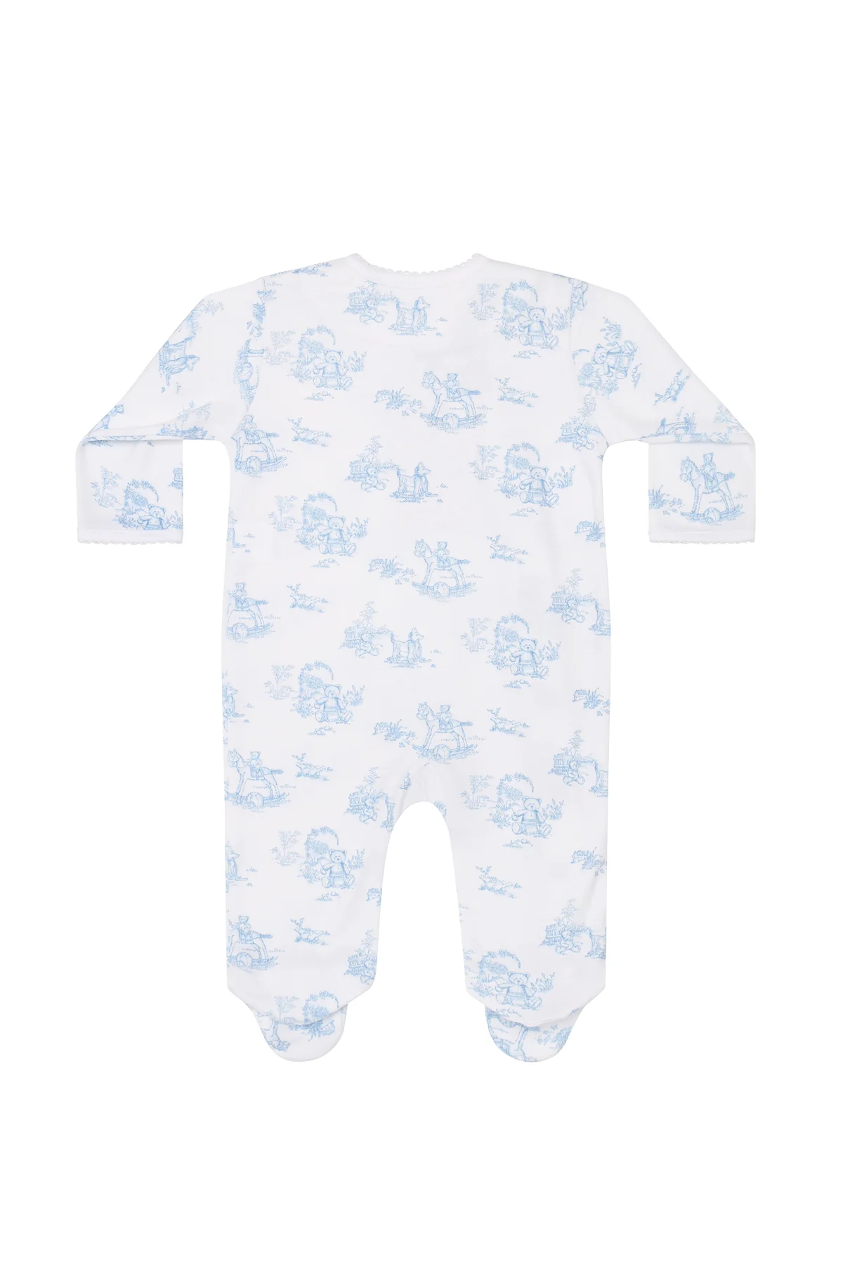 Nella Pima Blue Toile Crossover Footie - Persnickety Shop