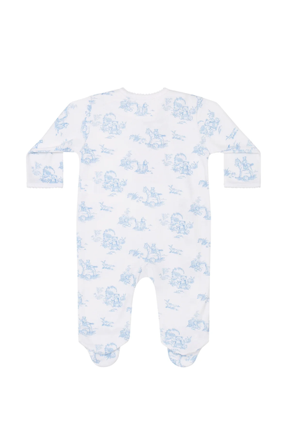 Nella Pima Blue Toile Crossover Footie - Persnickety Shop