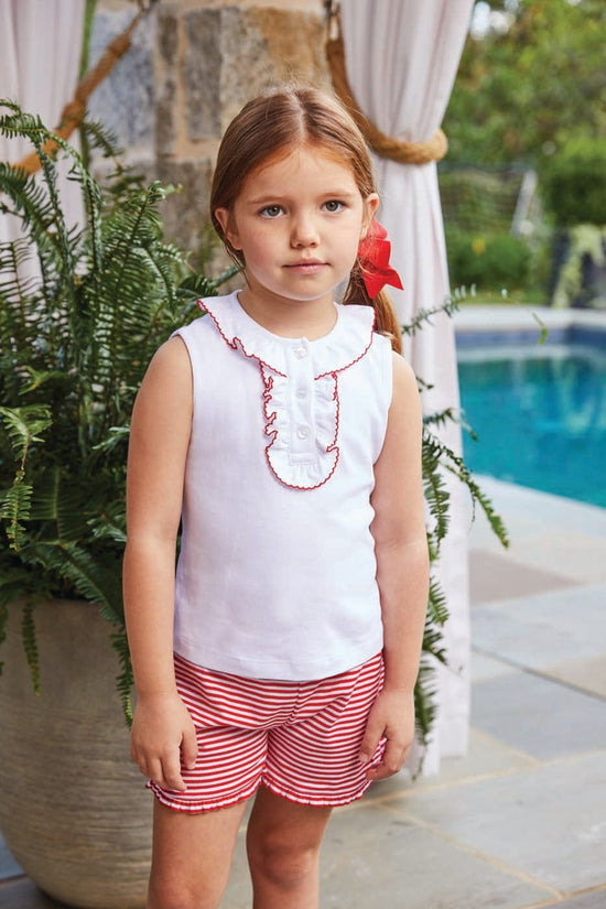 Ruffled Henley - Red - Persnickety Shop
