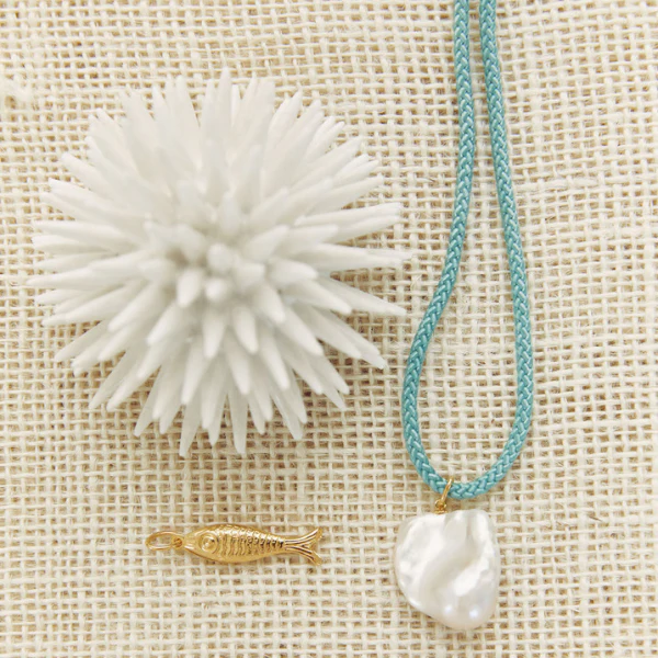 Aqua Cord with Baroque Pearl Necklace - Persnickety Shop