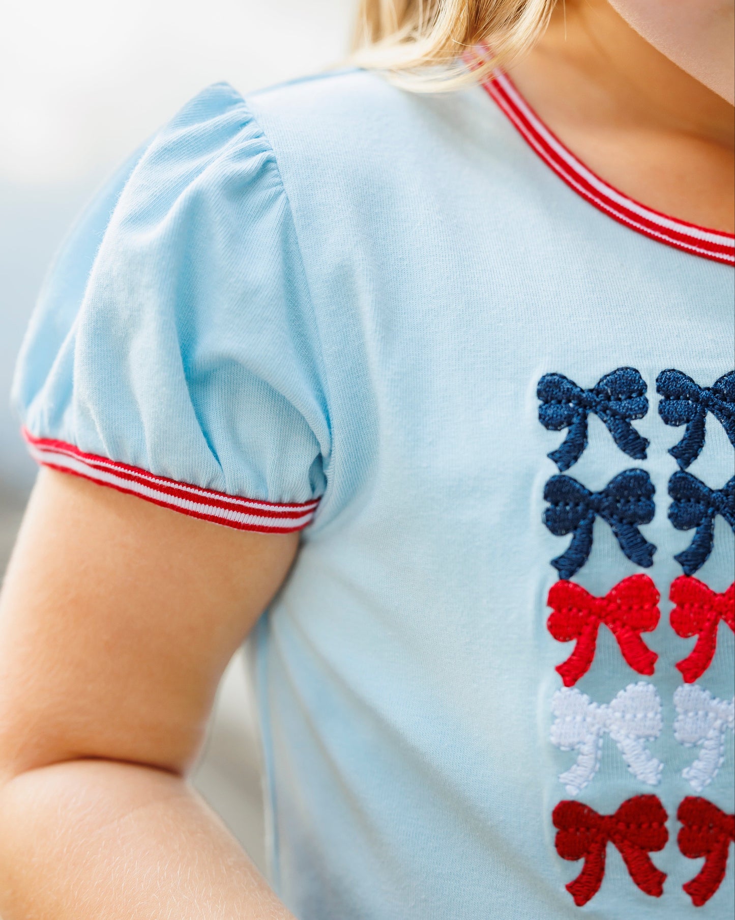 Jellybean Girl's Red, White, and Bows Scallop Short Set