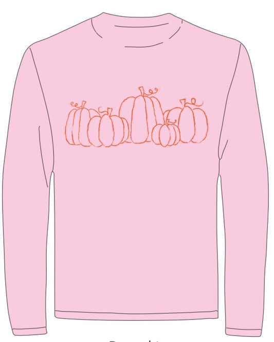 Mustard & Ketchup Kids *Pre-Order* Long-Sleeve Pink Pumpkin Patch T-Shirt