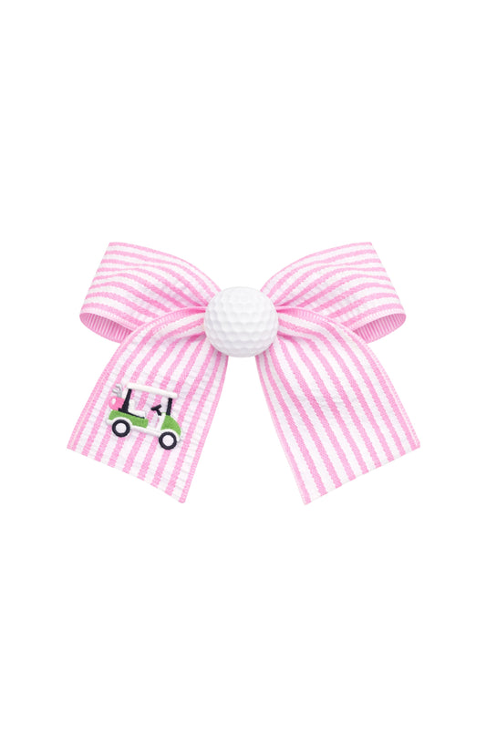 Bits & Bows Golf Ball Seersucker Hair Bow- Pink - Persnickety Shop