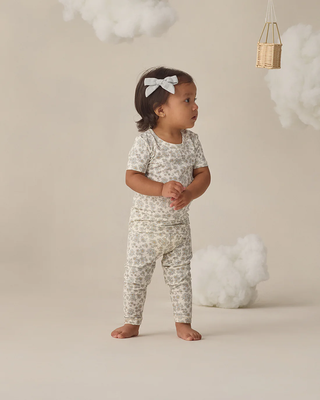 QUINCY MAE BAMBOO SHORT SLEEVE PAJAMA SET BLUE FLORAL - Persnickety Shop