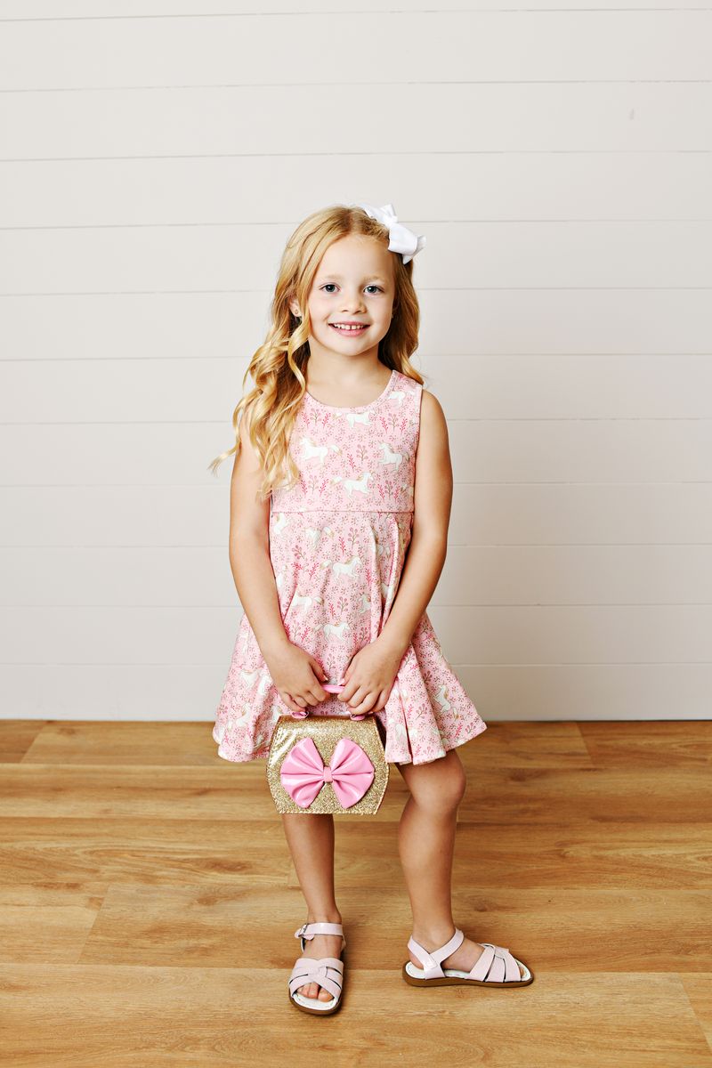 Swoon Pink Unicorn Flair Dress - Persnickety Shop