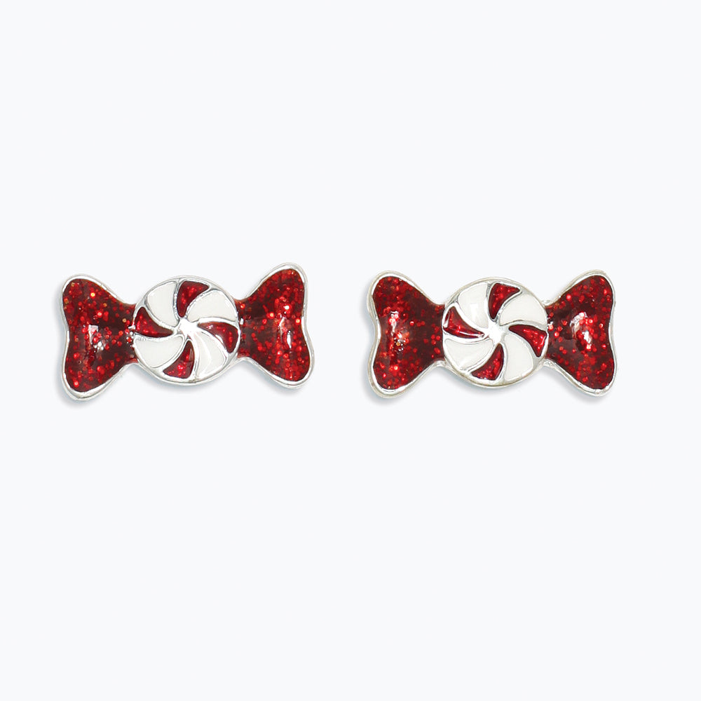 Earrings- Red Glittering Peppermints