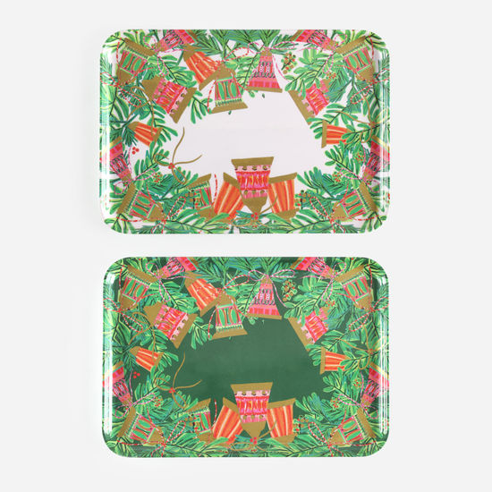 Christmas Bells GREEN Rectangular Tray - Persnickety Shop