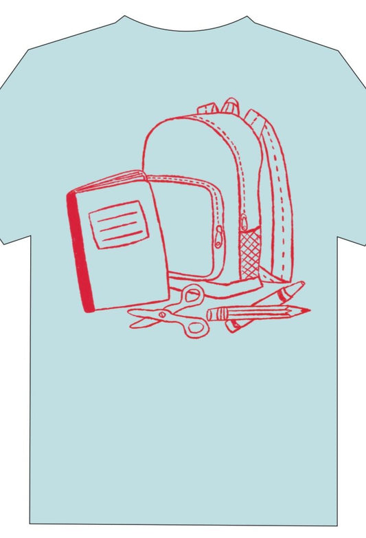 Mustard & Ketchup Kids *Pre-Order* Short-Sleeve Light Blue Backpack T-Shirt