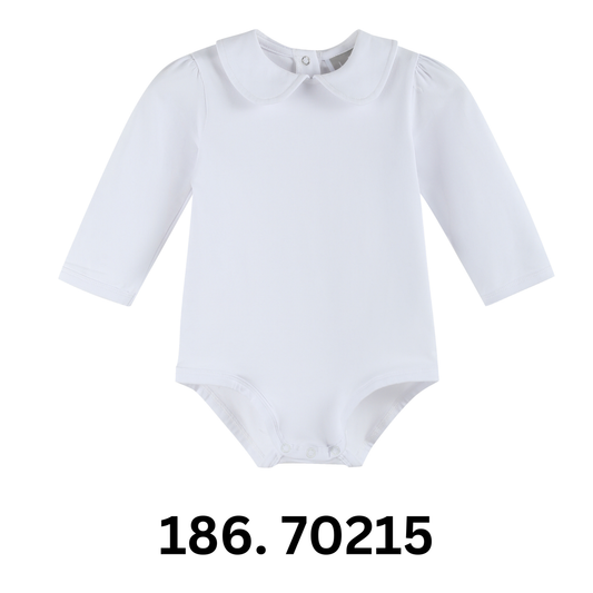 White Collared Unisex Long Sleeve Bodysuit Romper - Persnickety Shop