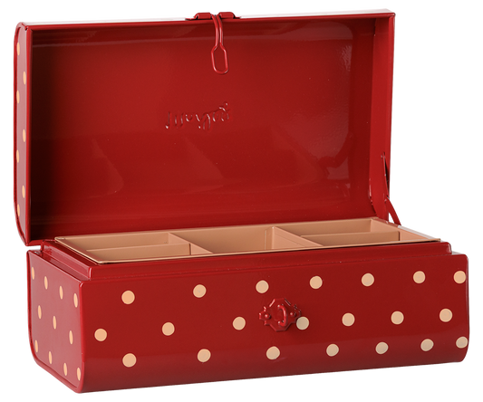 Maileg Storage suitcase, Small - Red w. tray