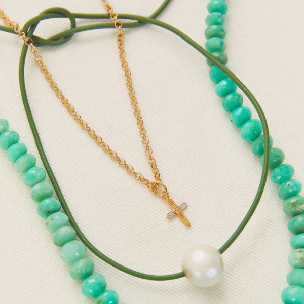 Palm Green  Pearl Cord Necklace - Persnickety Shop