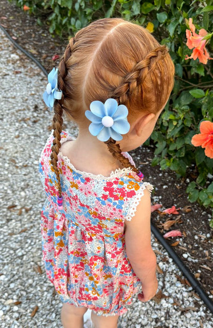 Grosgrain Petal Flower Hair Clip with Button Center - Persnickety Shop