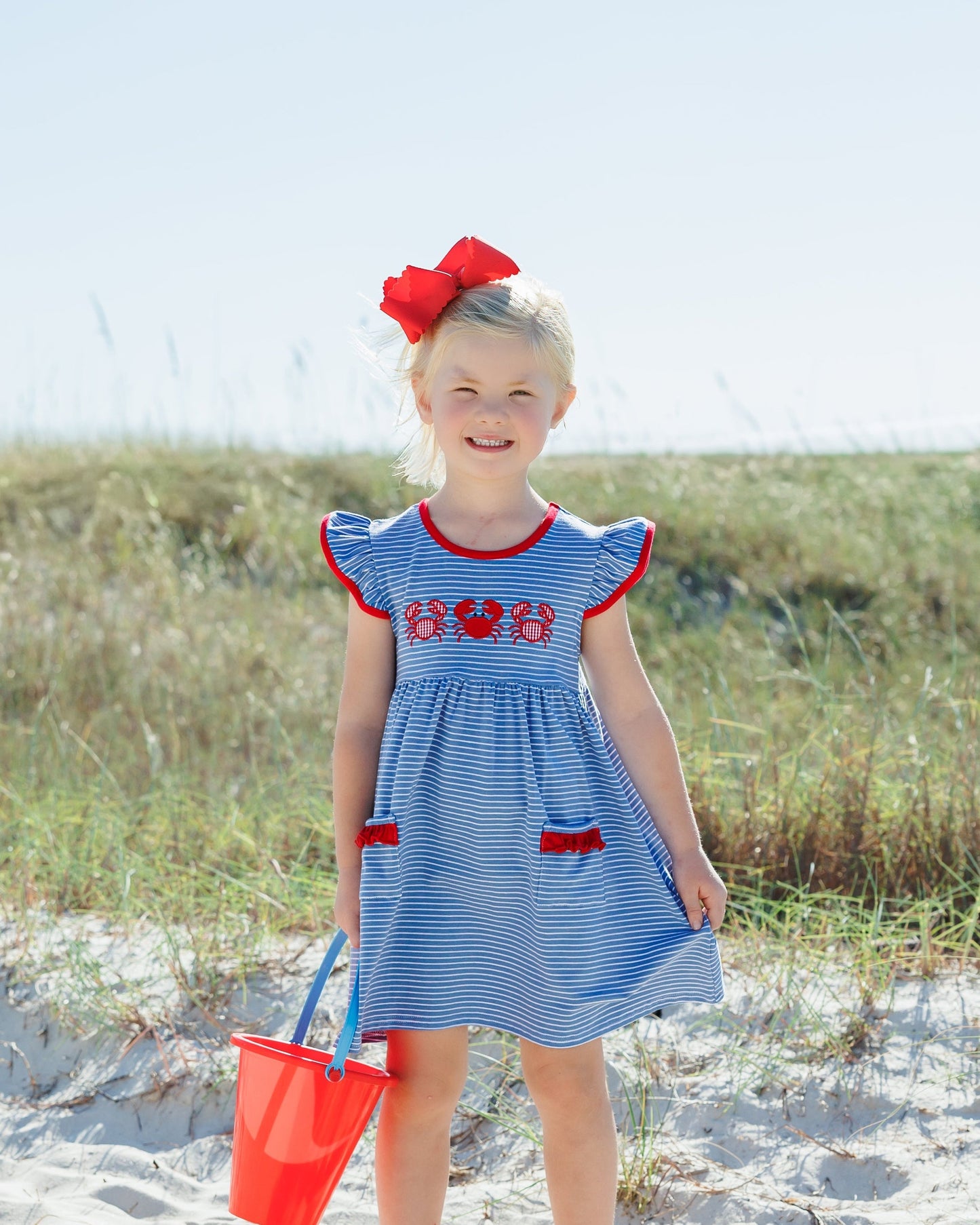 Jellybean Coastal Crab Ruffle Pocket Dress - Persnickety Shop