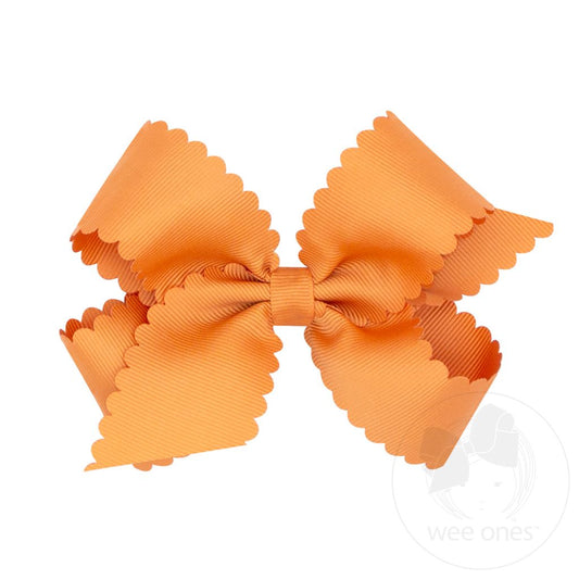 MEDIUM Grosgrain Hair Bow Scalloped Edge GINGER