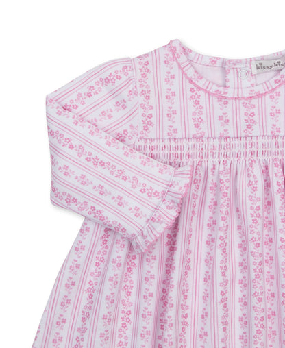 Kissy Kissy Watercolor Floral Stripes Pink Smocked Dress Set
