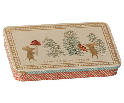 Maileg Metal box w. sliding lid - Christmas mice