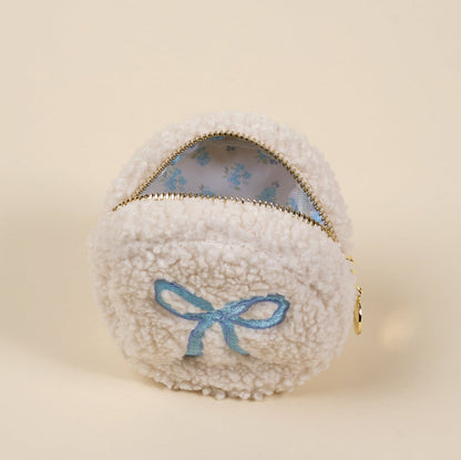 Circle Bow Blue Teddy Pouch - Persnickety Shop
