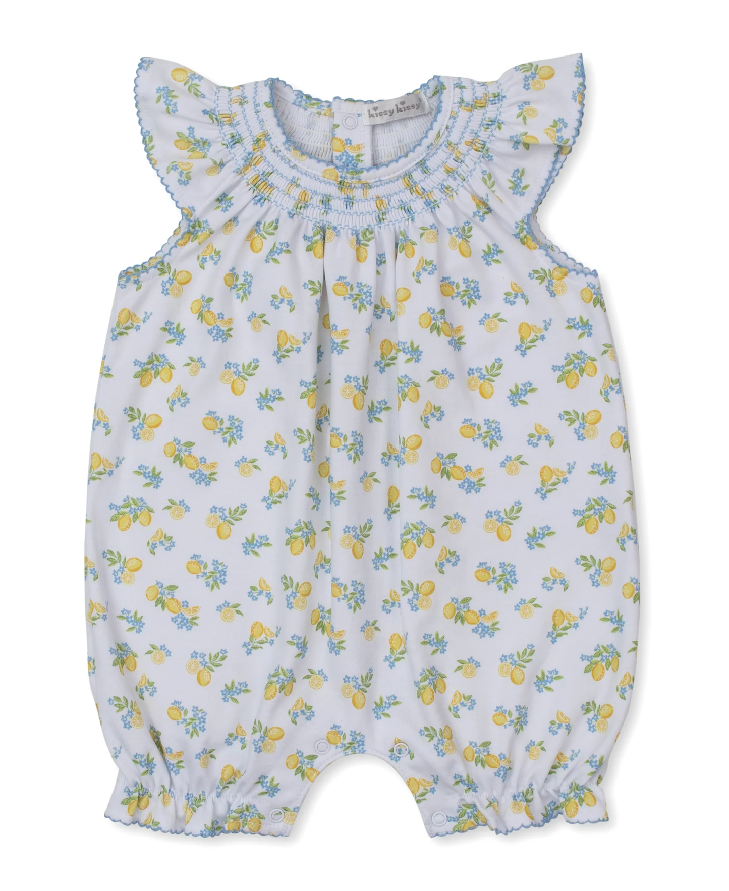 Kissy Kissy Lemon Blossoms Short Smocked Playsuit - Persnickety Shop
