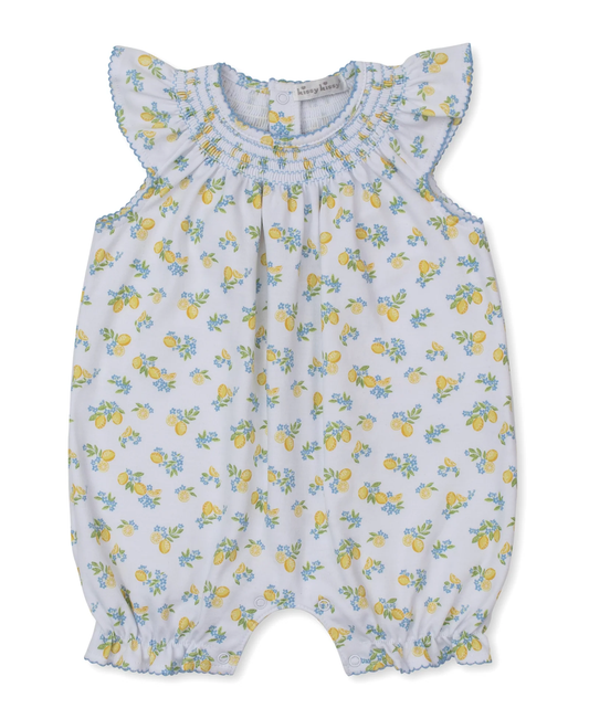 Kissy Kissy Lemon Blossoms Short Smocked Playsuit - Persnickety Shop