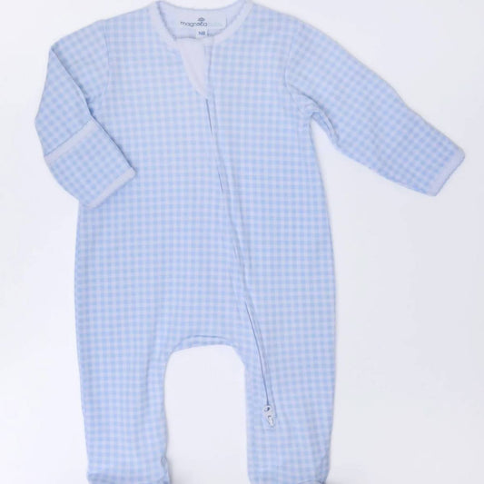 MAGNOLIA BABY Mini Checks Zip Playsuit - Blue - Persnickety Shop