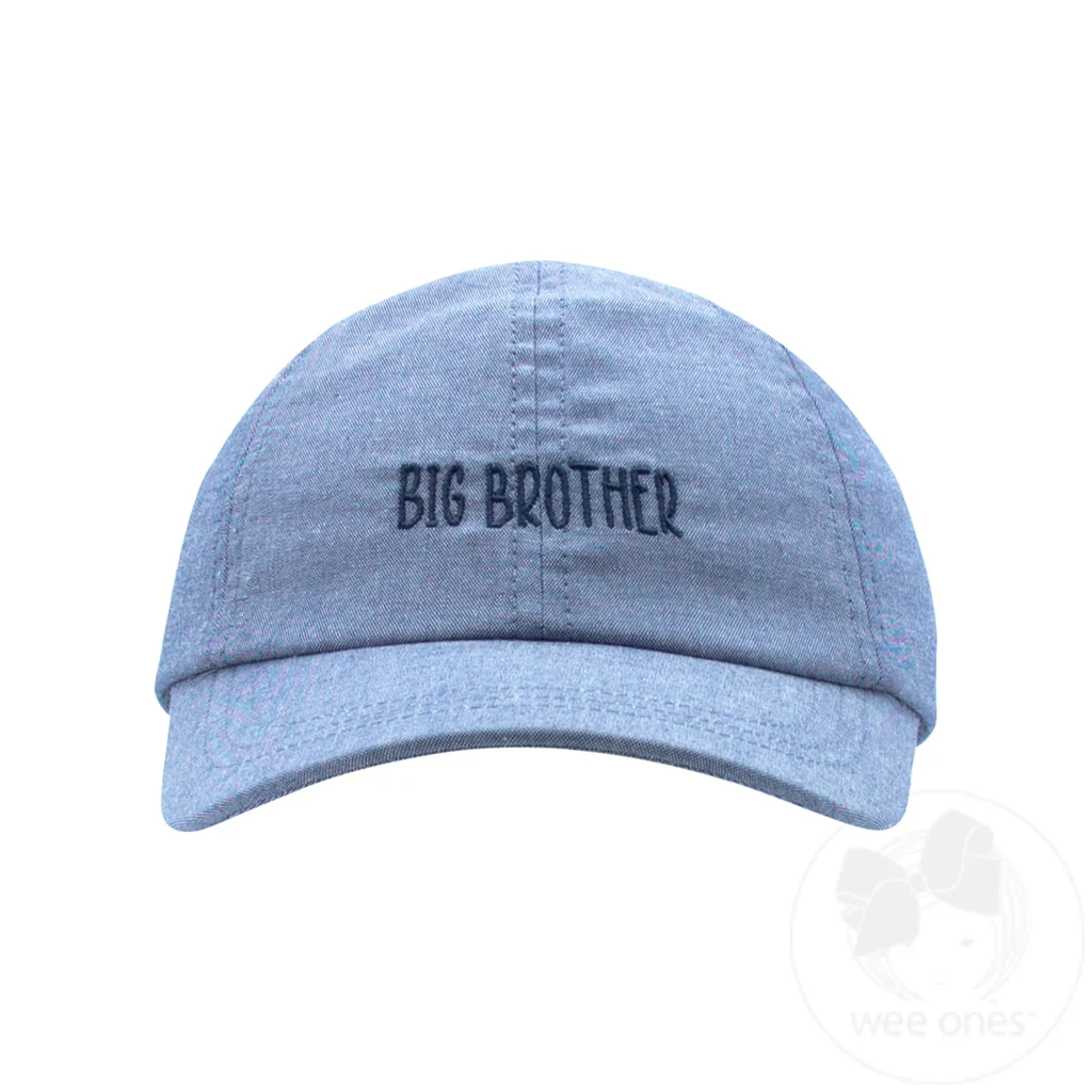 Wee Ones Boys Embroidered "Big Brother" Chambray Cotton Twill Ball Cap-Kids - Persnickety Shop