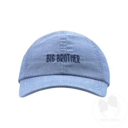 Wee Ones Boys Embroidered "Big Brother" Chambray Cotton Twill Ball Cap-Kids - Persnickety Shop