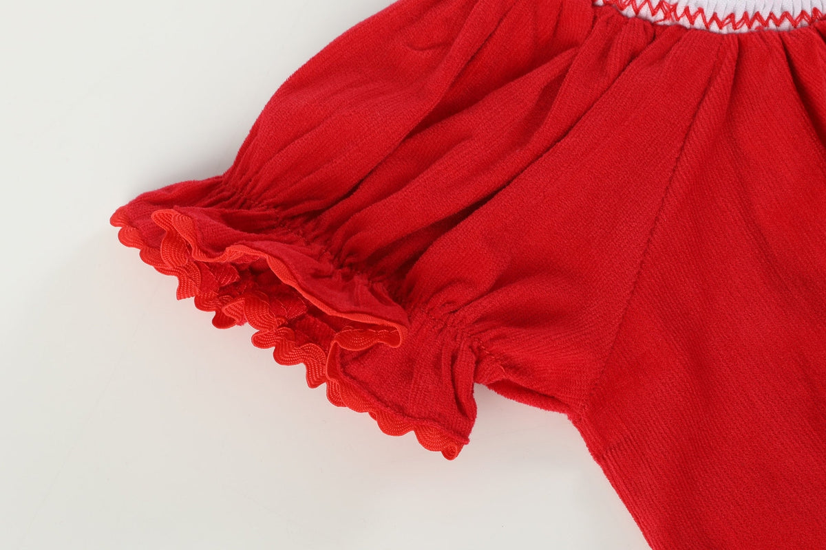 Lil Cactus Red Velvet Christmas Smocked Bishop Dress