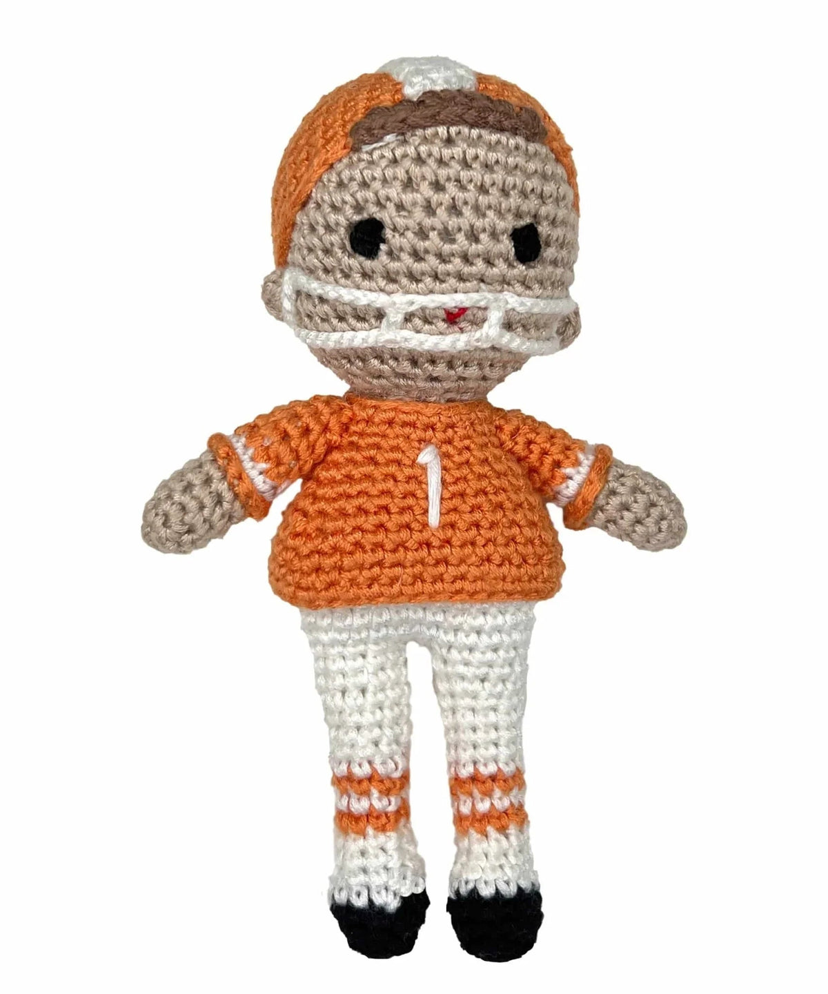 Football Player/Cheerleader Bamboo Crochet Rattles ORANGE