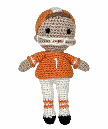 Football Player/Cheerleader Bamboo Crochet Rattles ORANGE