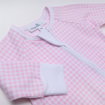 MAGNOLIA BABY Mini Checks Zip Footie - Pink - Persnickety Shop