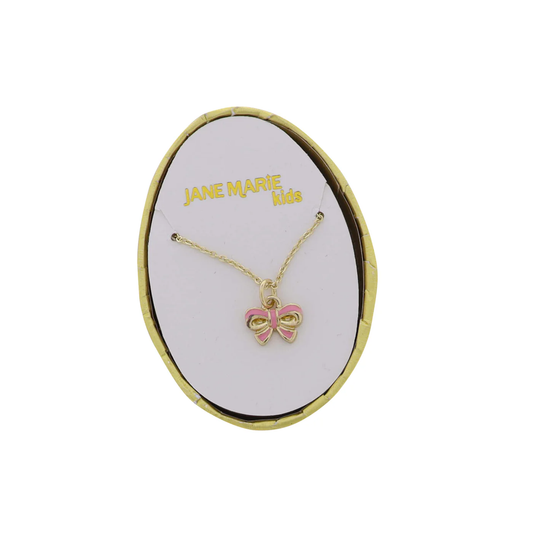 Kids Pink Bow on Gold Rolo Chain Necklace - Persnickety Shop