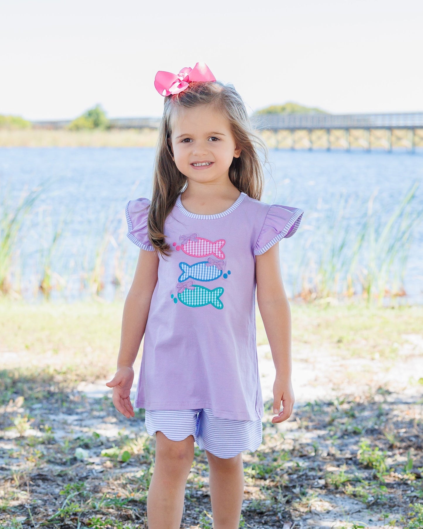 Jellybean Girl's One Fish Two Fish Scallop Short Set - Persnickety Shop